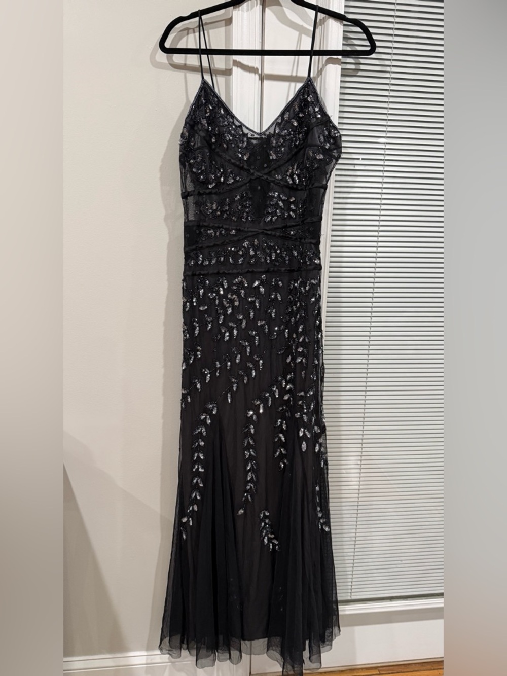 Camille La Vie Black Strapless Beaded Evening Gown